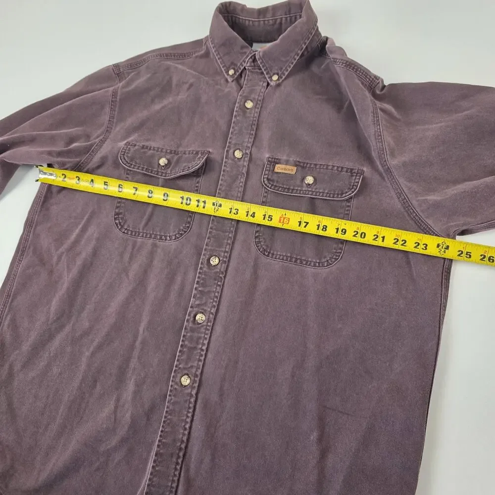 Carhartt‎ Shirt Mens Extra Large Purple Faded Button Down Workwear Double Pocket